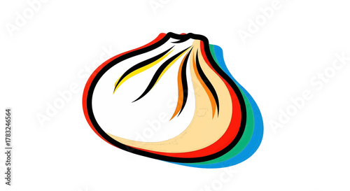 Colorful dumpling illustration - Delicious Asian cuisine food icon, vector graphic design element