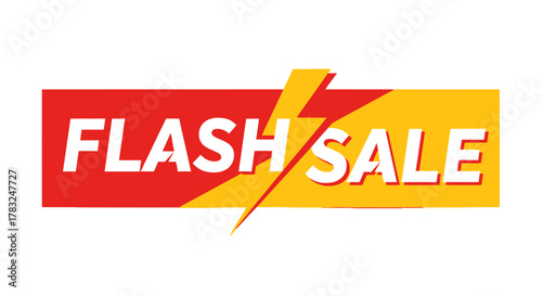 Flash Sale Banner with Lightning Bolt Design for Marketing Promotions