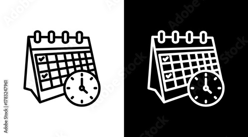 Calendar With Icon Set Design