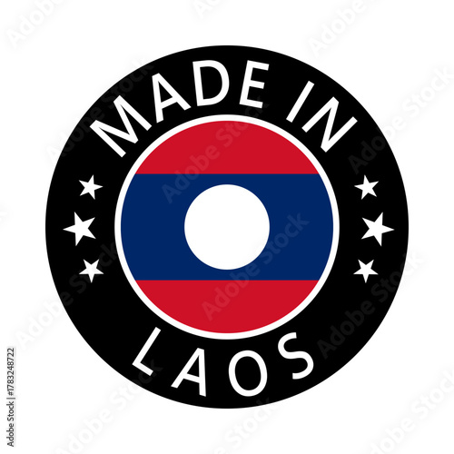Laos Made in Stamp in circle with flag Vector template on white background Free Download Laos Made in Stamp in circle with flag Vector template on white background - GFXLoad
