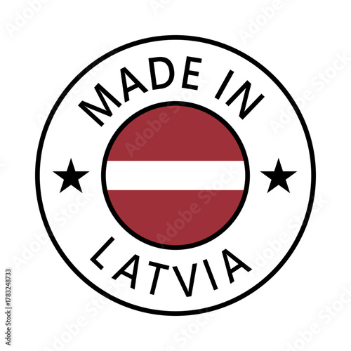 Free Download Latvia Made in Stamp in circle with flag Vector template on white background - GFXLoad