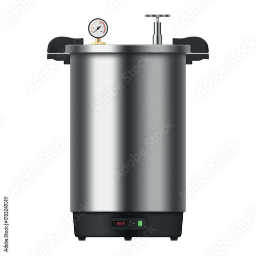 Illustration of laboratory equipment for autoclaving, sterilization and safety in medical and research settings.
