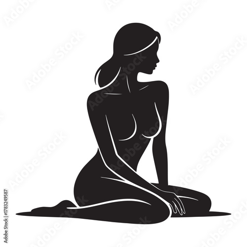 Woman sitting silhouette