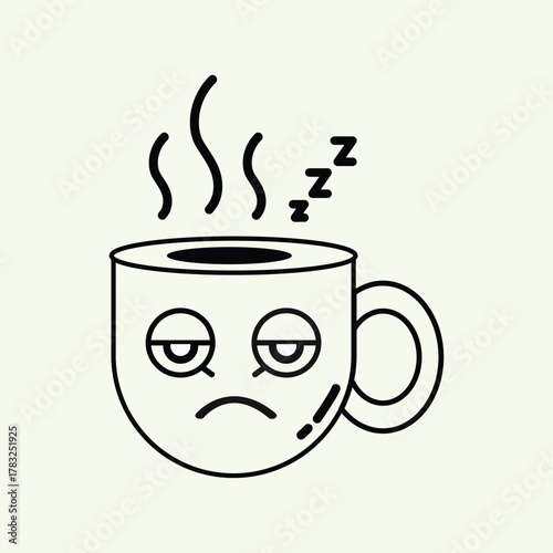 A Tired Coffee Cup With Steam Rising and Zzzs Indicating Sleepiness