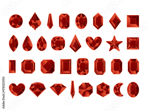 カットガラスP、10赤