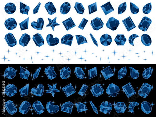 カットガラスP、光、15青