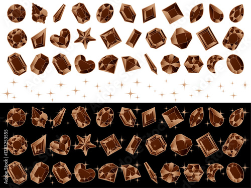 カットガラスP、光、18茶色