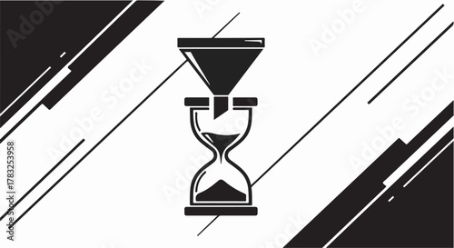 Hourglass with funnel symbolizing time passing and filtering information
