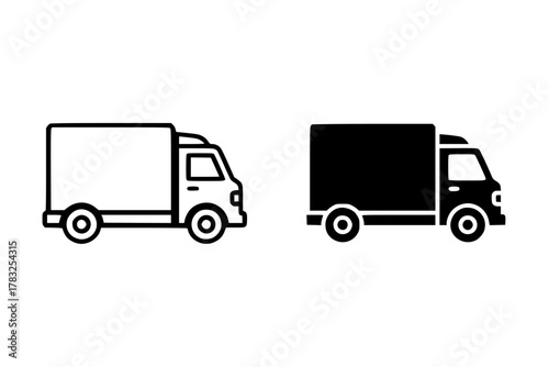 Wallpaper Mural Delivery truck icons: Outline and solid black silhouettes for logistics and shipping Torontodigital.ca