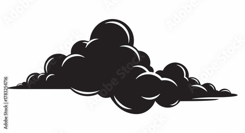 Dark, ominous storm cloud against a white background, suggesting impending weather or a negative mood.