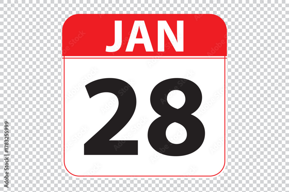 Fototapeta premium January 28 dates calendar icon. simple and modern calendar icon on white background.