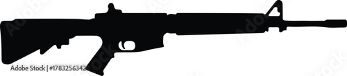 Illustrator AR-15 assault rifle side view black Silhouette vector