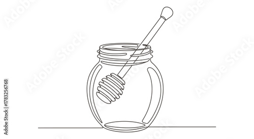 Honey jar with dipper food sweet