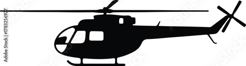 Illustrator Helicopter black detailed side view aviation Silhouette vector