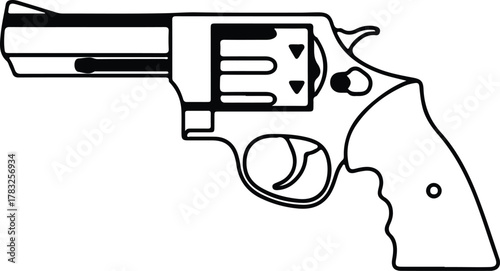 Illustrator handgun revolver outline criminal violence safety law Silhouette vector