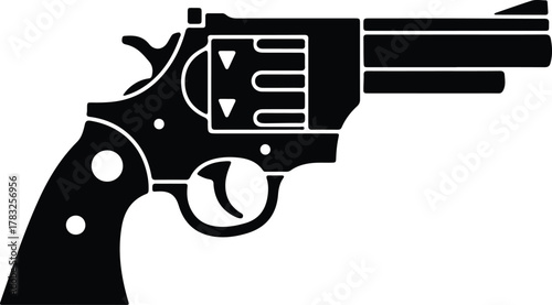 Illustrator Handgun vintage revolver black and white gun Silhouette vector