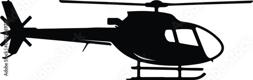 Illustrator Helicopter black detailed side view Silhouette vector