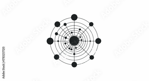 Intricate circular pattern of interconnected dots and lines, symbolizing data, network, or cosmic structure