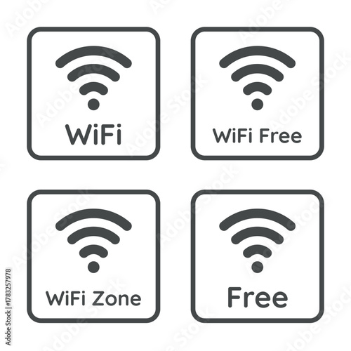 wifi zone icon set, free wifi sign