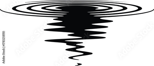 Illustrator Vortex descending funnel whirlpool water ripple top view Silhouette vector