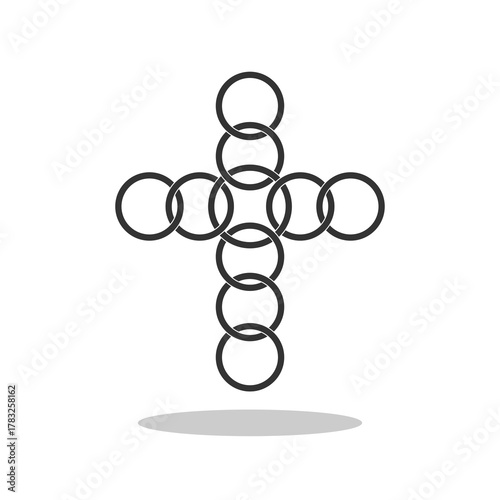 Christian cross circle logo with shadow