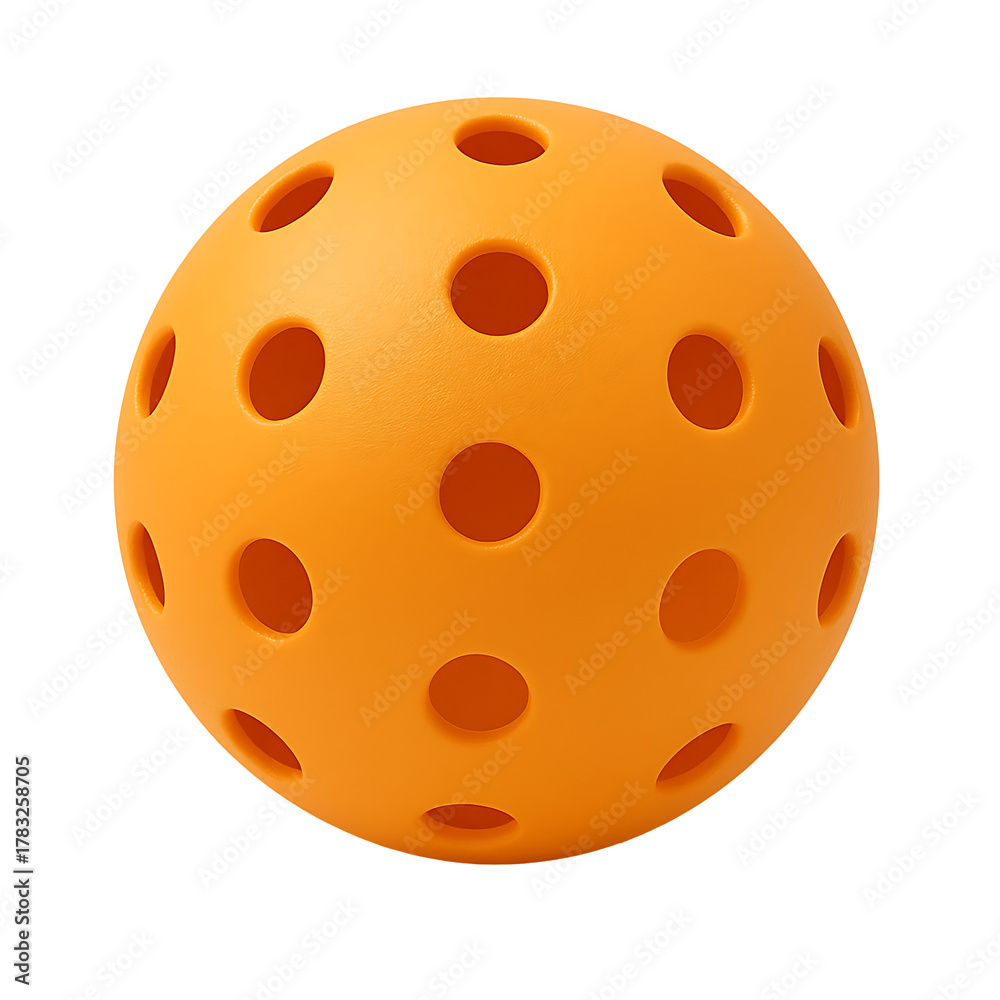 Fototapeta premium Bright orange pickleball isolated on transparent background