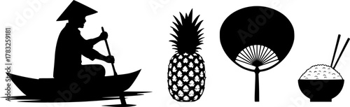 Vector design of eastern and oriental logo. Set of eastern and tourism vector