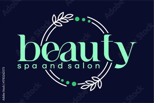 Elegant Beauty Spa and Salon Logo with Botanical Elements.
