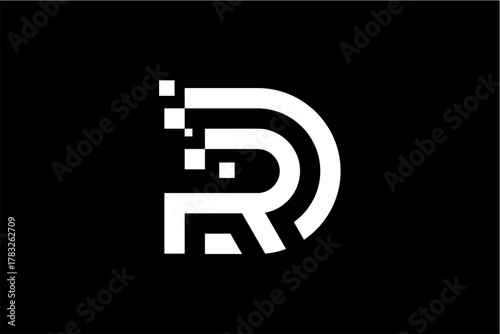 Modern Digital Letter D R Logo Design.
