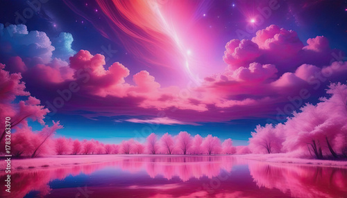 Pink forest pink clouds