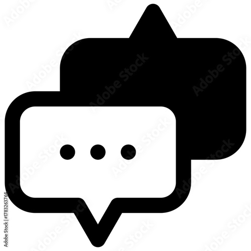 Talk. Outlined stroke vector icon with black-filled details.