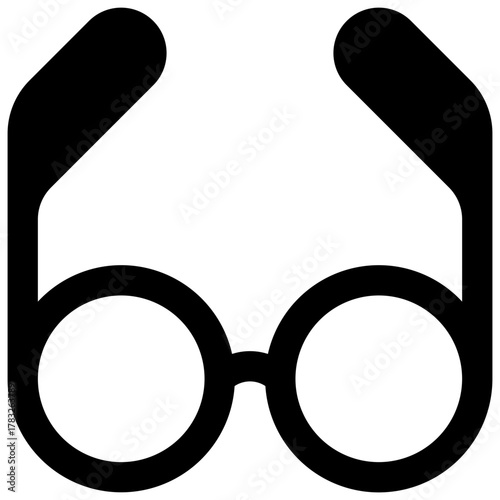 Reading glasses. Outlined stroke vector icon with black-filled details.