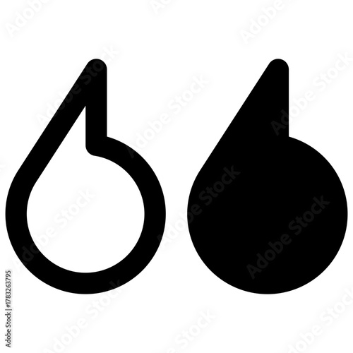 Quotation marks. Outlined stroke vector icon with black-filled details.