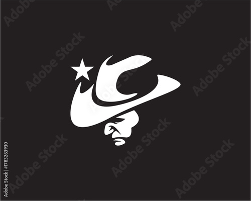 vector silhouette design of a man wearing a hat on a black background, similar to a mafia boss or businessman