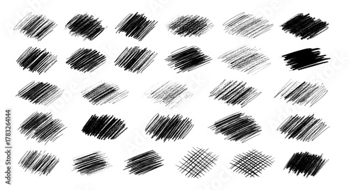 set of hand drawn ink splashes , A grid of hand drawn pencil sketch hatch textures vector design