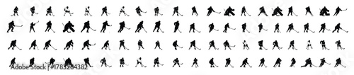 Icon Set Women Ice Hockey Player Silhouette