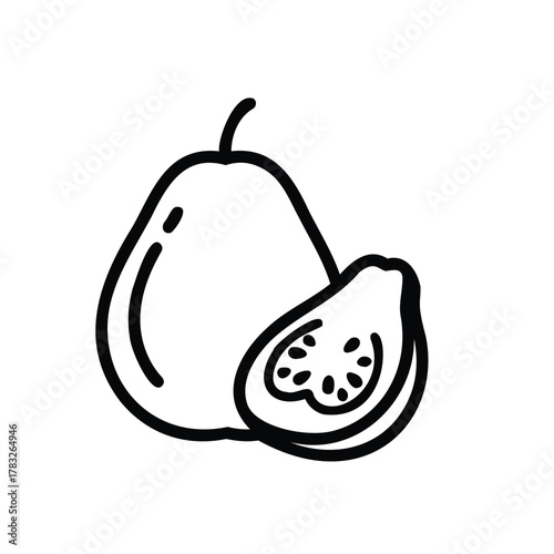 Whole and sliced guava fruit tropical healthy