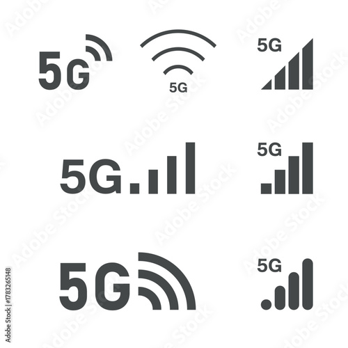 5g technology icon set, 5g network coverage area