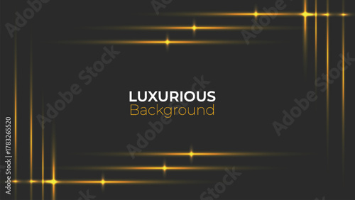 Elegant black background with glowing golden light lines