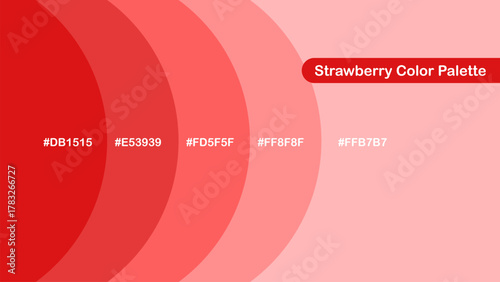 Strawberry color palette with vibrant red and soft pink tones, ideal for dessert themes, branding, packaging, fashion design, and playful visual concepts.