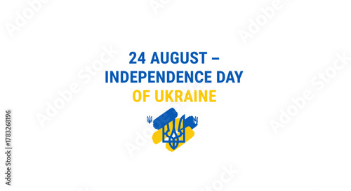 Ukraine Independence Day August 24th National Emblem and Flag Colors.