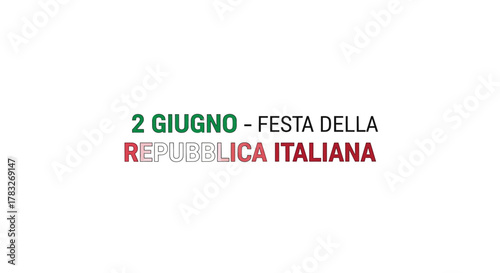Italian Republic Day Celebration Banner with Text and Colors.