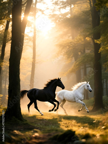 horse running in the jungle