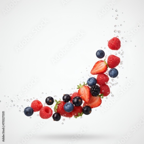 Premium Mixed Fresh Fruits on White Background with Copy Space