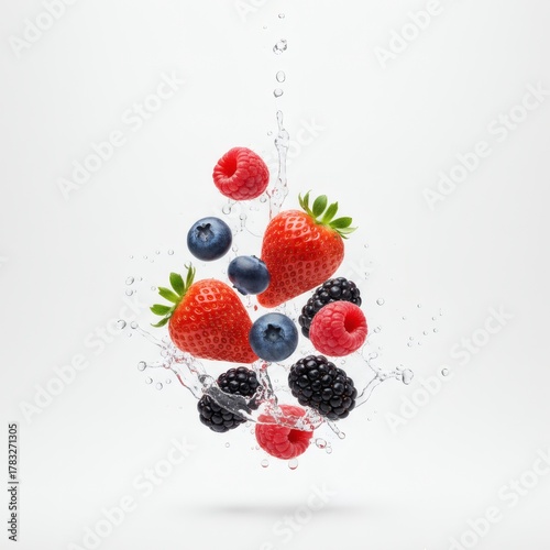 Premium Mixed Fresh Fruits on White Background with Copy Space