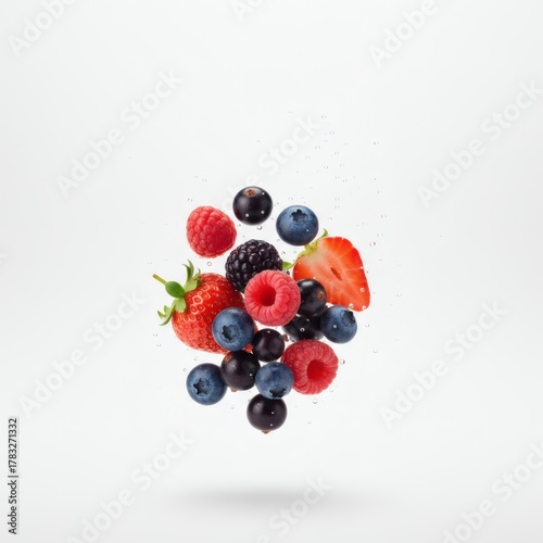 Premium Mixed Fresh Fruits on White Background with Copy Space