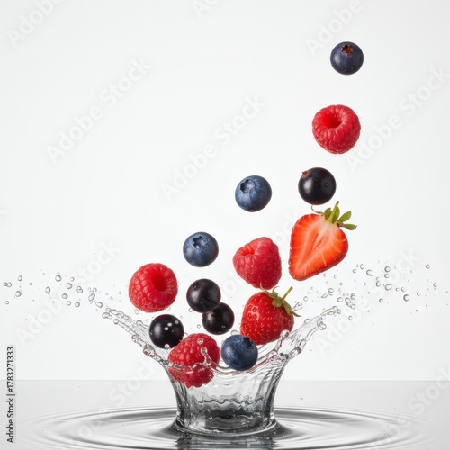 Premium Mixed Fresh Fruits on White Background with Copy Space