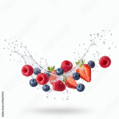 Premium Mixed Fresh Fruits on White Background with Copy Space