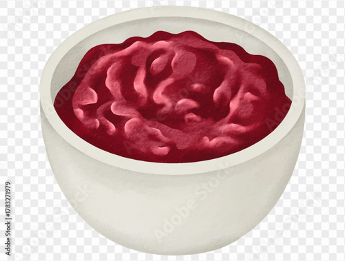 Watercolor cranberry sauce illustration for Thanksgiving meal and holiday food. Vector.