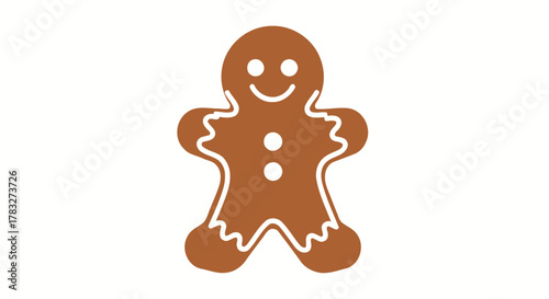 Cheerful gingerbread man with icing details, perfect for holiday baking projects, Christmas cards, and festive season designs that evoke warmth and joy